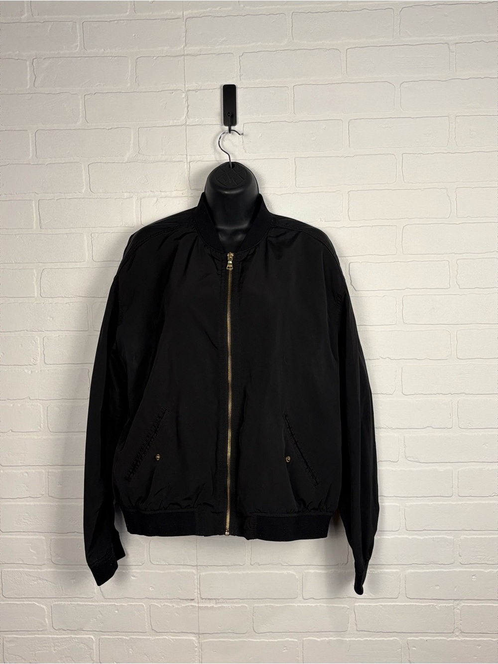 Express Women's Black Full Zip Bomber Jacket Gold Hardware Size M